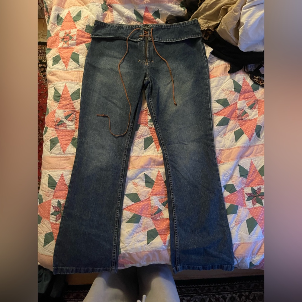 Y2K lace up flare jeans